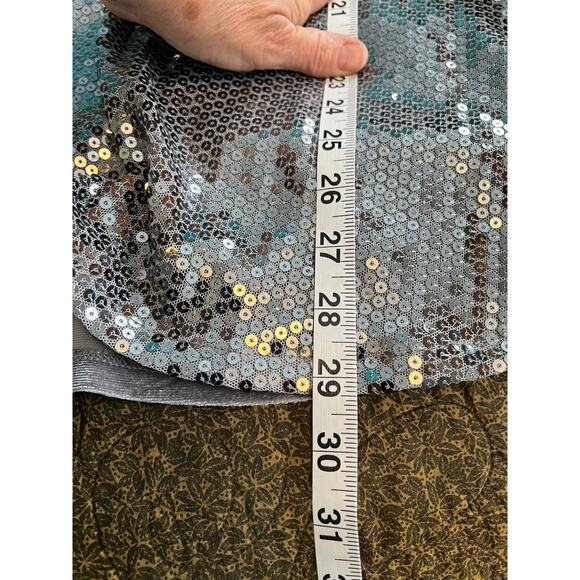 Roamans gray silver sequin velvet bling top shirt cut out criss cross sleeve 14 - Picture 8 of 11